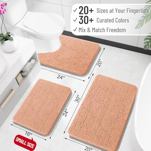 OLANLY Toilet Rugs U-Shaped 20x20, Soft Absorbent Chenille Contour Rugs - color: Peach, size: 20" X 20" Contour Rug