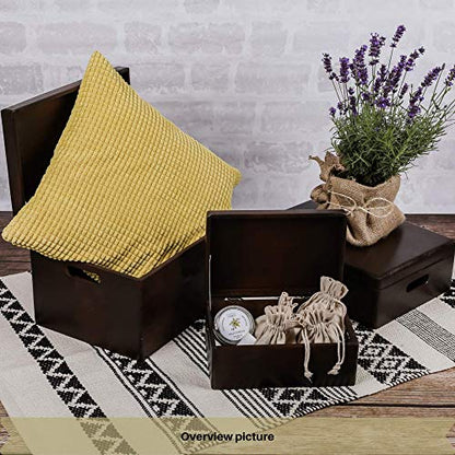 Creative Deco XL Brown Wooden Box Storage with Hinged Lid - color: Brown, size: XL | Handles