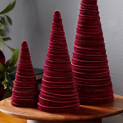 Your Heart's Content Set of 3 Burgundy Velvet Trees (Burgundy) - color: Burgundy