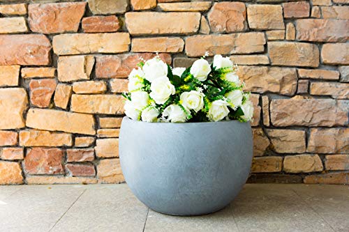 Kante Blue Gray Concrete Planter 11.8" Dia All-Weather Round Small Pot - color: Slate Gray, size: 11.8" d