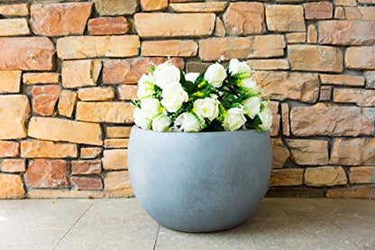 Kante Blue Gray Concrete Planter 11.8" Dia All-Weather Round Small Pot - color: Slate Gray, size: 11.8" d