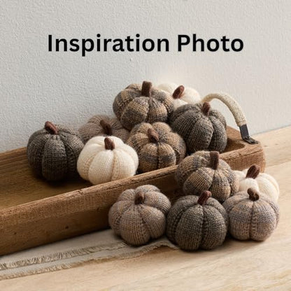 Set of 3 Multi-size Cozy Knit Pumpkins (Granite Large Multi-size set) - color: Granite Large Multi-size