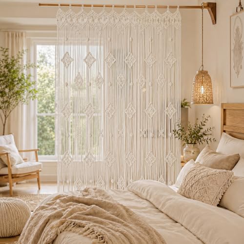 Foreate Boho Macrame Curtain for Doorways Macrame Wall Hanging 39”x79 1PC - size: 39”W x79"L (Pack of 1)