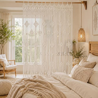 Foreate Boho Macrame Curtain for Doorways Macrame Wall Hanging 39”x79 1PC - size: 39”W x79"L (Pack of 1)
