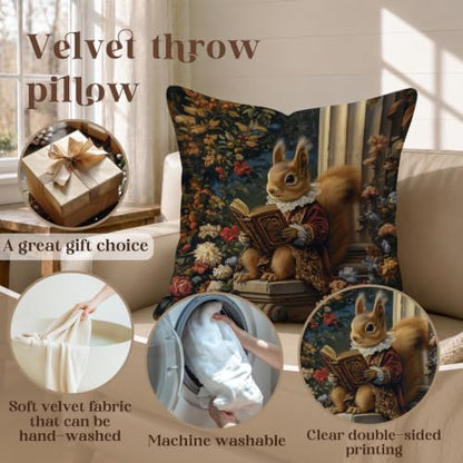 Retro Fairy Tale Squirrel Decorative Throw Pillow Cover,Cushion Cover - color: Bronw-squirrel