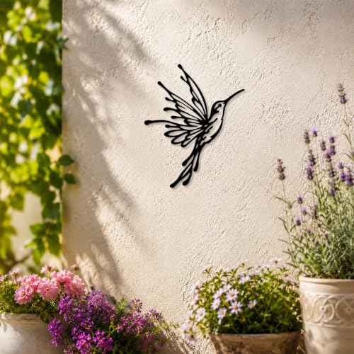Pinetree Art Black Metal Hummingbird Wall Art Farmhouse Birds Wall Decor - color: Hummingbird
