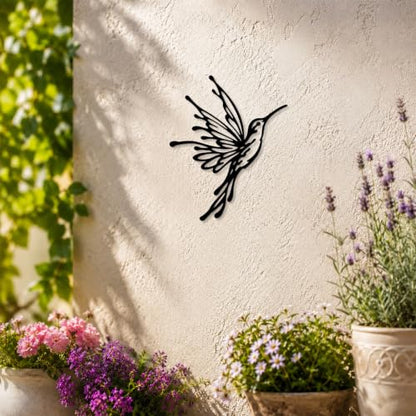 Pinetree Art Black Metal Hummingbird Wall Art Farmhouse Birds Wall Decor - color: Hummingbird