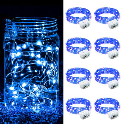 ZGWJ 8 Pack Blue Fairy Lights, Mini String Lights - color: Blue, size: 8P