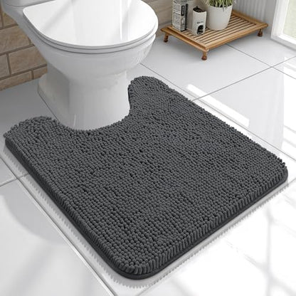 OLANLY Toilet Rugs U-Shaped 20x20, Soft Absorbent Chenille Contour Rugs - color: Dark Grey, size: 20" X 20" Contour Rug