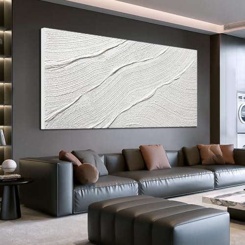 Tarfupth Large Abstract Canvas Wall Art for Living Room White Minimalist Textured Painting Hand Painted Modern Neutral Artwork for Bedroom Office Decor 35"x71" - color: white, size: 35"L x 71"W