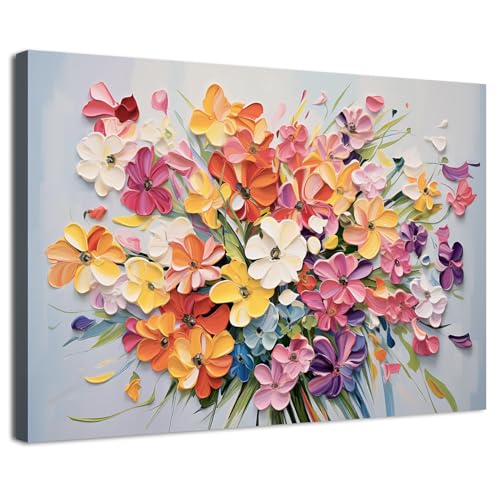 Daisy Flower Canvas Wall Art Watercolor Floral Picture Wall Decor for Bedroom Abstract Wildflower Texture Print Painting Colorful Nature Botanical Poster Modern Artwork Bathroom Home Decoration 12x16” - color: Flower-1, size: 16"L x 12"W