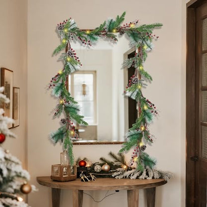 winemana 6 FT Pre-lit Artificial Christmas Garland with Lights for Mantle