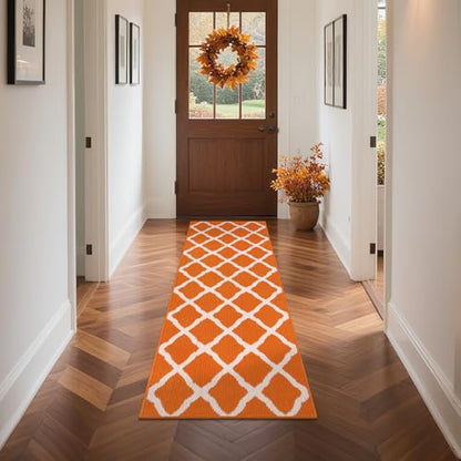 SHACOS Fall Runner Rug 2x8 ft Non Slip Washable Hallway Kitchen Rug Runner - color: Orange, size: 2' x 8'