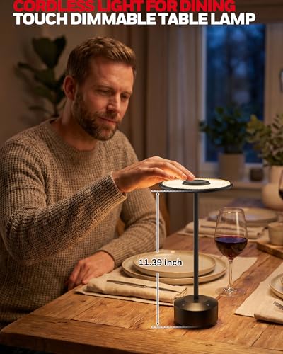 Honeywell Rechargeable Table Lamp, 5000mAh Cordless Dimmable Accent Light