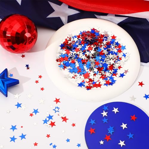 MARFOREVER 4th of July Confetti Red White and Blue Table Decorations - style: Red White Blue