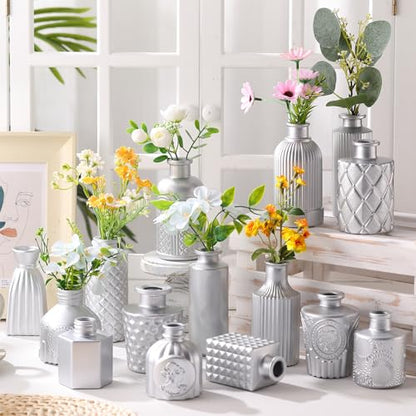 Yaomiao 30 Pcs Glass Bud Vases Centerpieces, Silver Series - color: Silver Series