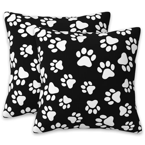 Animal Paw Print Pillow Covers 18X18 Set of 2, Cat Dog Footprints Decorative Throw Pillow Covers, Pillowcase Cushion Case for Home Sofa Couch Indoor Outdoor Decorations - color: Animal Paw Prints