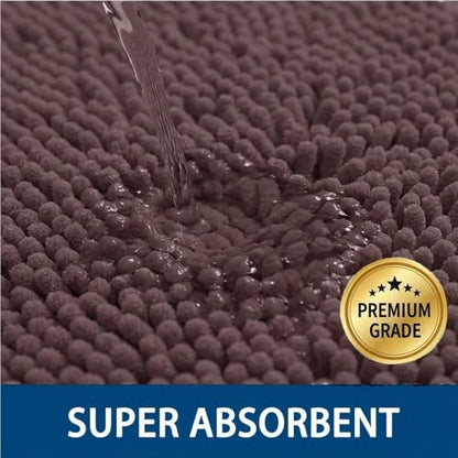 Bathroom Rugs Sets 2 Piece,Super Absorbent Chenille Bath Mats and U-Shaped Toilet Rug,Strong PVC Non Slip Backing,Microfiber Washable Dry Quickly Bath Mats for Bathroom(20"x32"+20"x20"U, Coffee) - color: Coffee