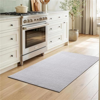 Sunfly 3x5 Washable Area Rug with Non Slip Rubber Backing Light Grey - color: Light Grey, size: 3' x 5' (Rectangular)