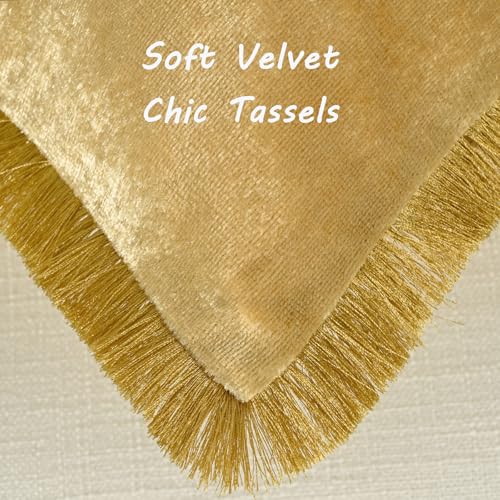 FUTEI Pack of 2 Velvet Decorative Throw Pillow Covers 18x18 Inch, Gold - color: Gold, size: 18" x 18" (Pack of 2)