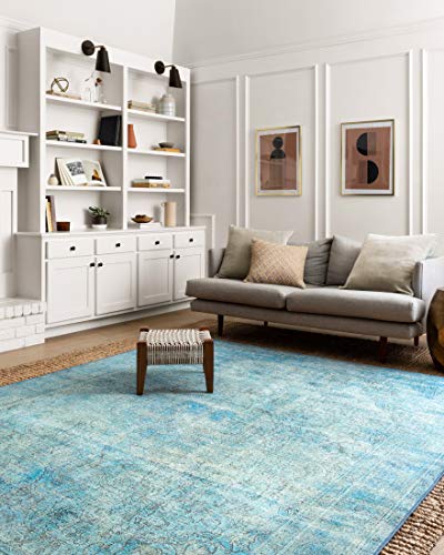 Loloi Loren Aqua 2'-6" x 7'-6" Runner Rug - color: Aqua, size: 2'6" x 7'6" (Rectangular)