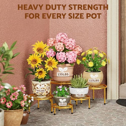 5 Pack Outdoors Plant Holders Gold Plant Risers Indoor(GoldDiamond) - color: GoldDiamond