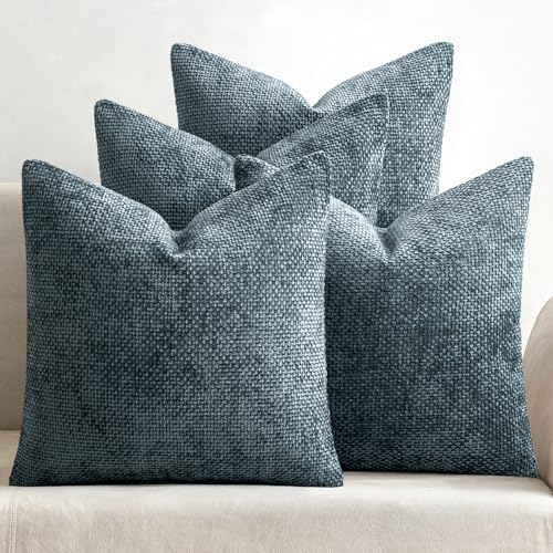 MIULEE Soft Decorative Chenille Pillow Covers Navy Blue 18x18 Pack of 4 - color: Navy Blue, size: 18" x 18" (Pack of 4)