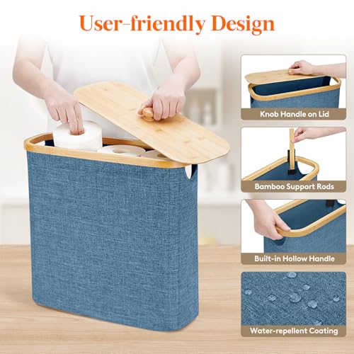 Lifewit Toilet Paper Storage Holder, Extra Large Stand Basket 30L Dark Blue - color: Dark Blue, size: 30L