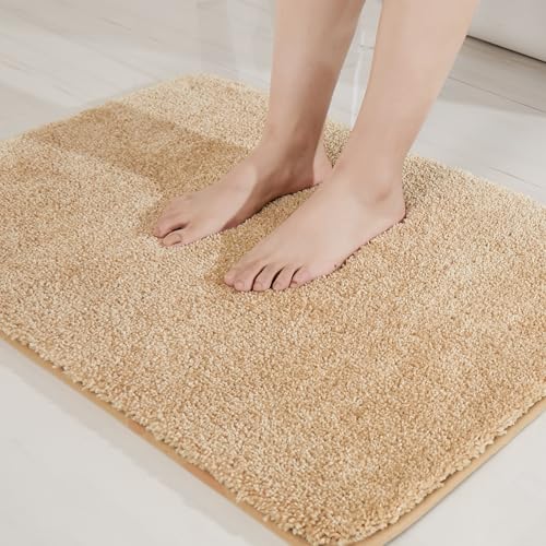 COSYHOMEER Extra Thick Bath Rugs for Bathroom Non Slip Bath Mat 16x24 Beige - color: Beige, size: 1'4" X 2' (Rectangular)