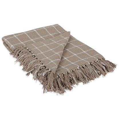 DII Transitional Checked Plaid Woven Throw, 50x60, Stone - color: Stone, size: 50x60"