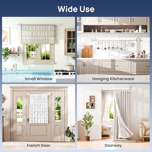 ENJOYBASICS Curtain Rods No Drilling for Renter, 28-47" Adjustable, White - color: White, size: 27-52"