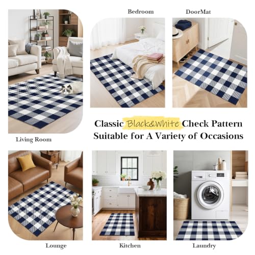 Outdoor Rugs, Blue and White Area Rug Checkered 4’x 6’ - color: Blue & White, size: 4' x 6' (Rectangular)