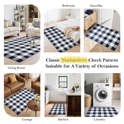 Outdoor Rugs, Blue and White Area Rug Checkered 4’x 6’ - color: Blue & White, size: 4' x 6' (Rectangular)