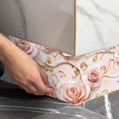 IVN Wallpaper Border Peel and Stick Wall Romantic Pink Rose 4x196 Inch - color: Romantic Pink Rose