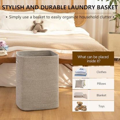 OIAHOMY Laundry Hamper Laundry Basket Rectangle Cotton Storage Basket Grey - color: Grey variegated