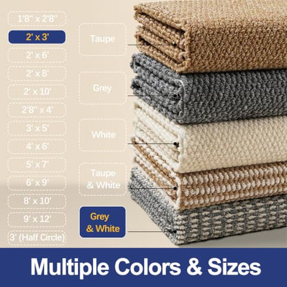 Dirt Trapping Door Mat 24"x36", Grey & White Faux Jute Entryway Rug - color: Grey & White, size: 2' x 3' (Rectangular)
