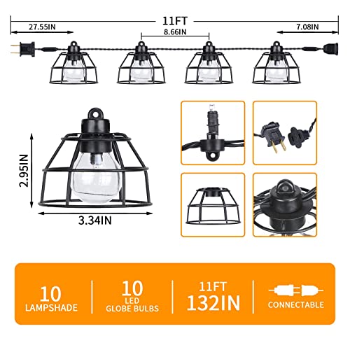Vigdur Lantern String Lights, 10 G40 Bulbs Patio String Lights, 11FT