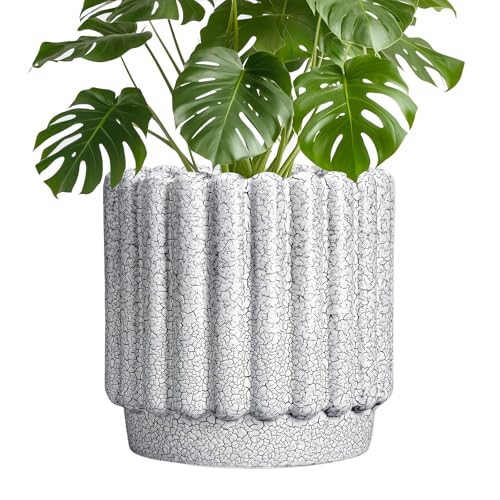 Ceramicfor Ceramic Flower Pot, 9.6 Inch, Black and White - color: Black and White, size: 9.6 Inch