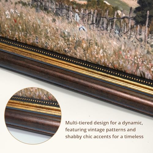 Small Vintage Framed Canvas Wall Art Countryside Hills Landscape Wall Decor - color: The hills-Gold framed, size: 12"L x 10"W