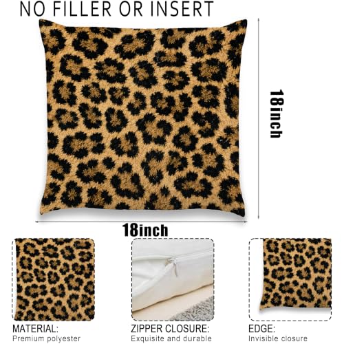 Leopard Print Pillow Cover Tan Black Animal Pattern Decor 18x18 - color: Tan Leopard Print