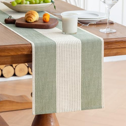 Line Macrame Table Runner, Sage Green Table Runners 60 Inches Long - color: Sage Green, size: 13"x60"
