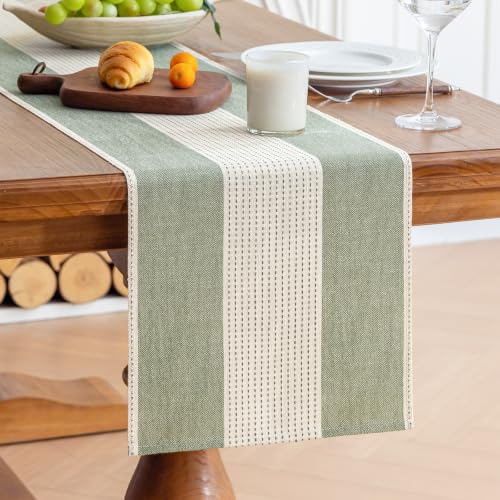 Line Macrame Table Runner, Sage Green Table Runners 60 Inches Long - color: Sage Green, size: 13"x60"