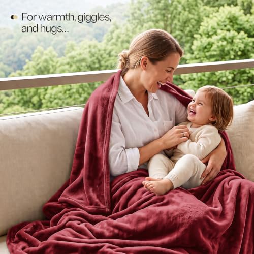 Soft Fleece Blanket for Bed Twin Size Burgundy (60x80 Inch) - color: Burgundy, size: Twin (60x80 Inch)