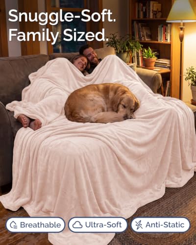Fleece Blanket Oversized King - Ultra-Soft Warm Flannel Blanket - Rosewater - color: 16 - Rosewater, size: Oversized King (120" x 120")