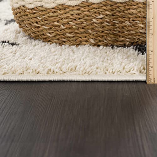Hauteloom Geomara Shag Moroccan Farmhouse 2'7" x 7'3" Runner Bohemian/Global 100% Polypropylene Charcoal/Beige Runner - color: Charcoal, Beige / Alstead, size: 2'7" x 7'3" (Runner)