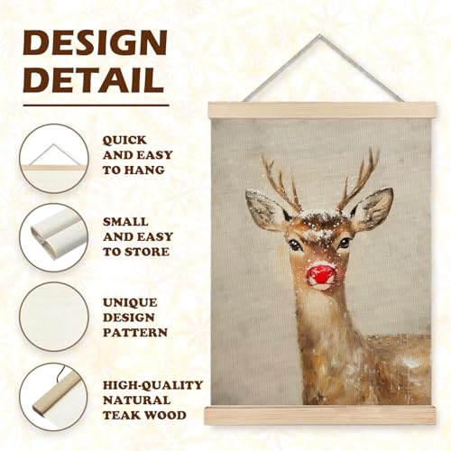 Luvadian Winter Wall Art - Rudolph Red Nose Reindeer, 16x24 Inch - color: Christmas Reindeer, size: 16x24