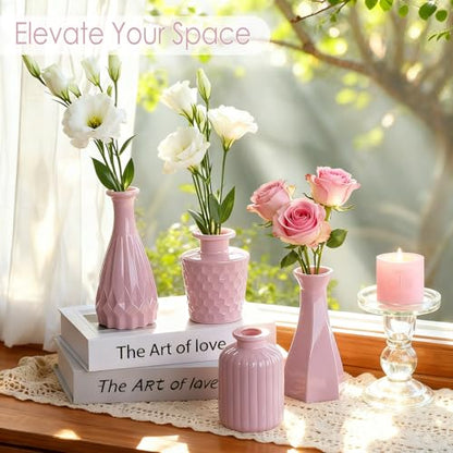 TBWIND 12 Pcs Blush Pink Glass Bud Vase Set - color: Blush Pink-12pcs, size: 12Pcs