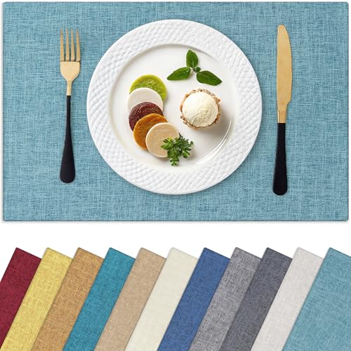 Homaxy Cloths Placemats for Dining Table Set of 4, 13" x 19", Aqua - color: Aqua, size: Placemats Set of 4