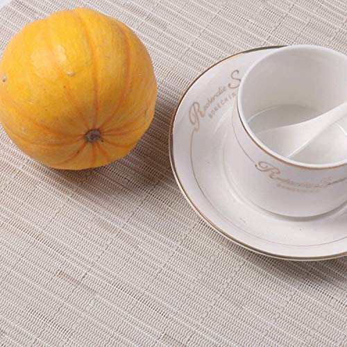 SHACOS Small Round Table Placemats Set of 5 Wedge Shaped Place Mat with Centerpiece Round Mat Heat Resistant Table Mats Washable (5, Beige) - color: Beige