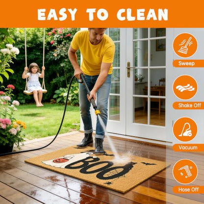 Halloween Welcome Mat Spooky Boo Non-Slip Front Door Mat, 17x29 in - color: Spooky Boo
